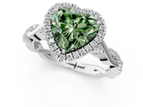 White gold Fancy Green Heart  Halo Twist Band Solitaire Ring_1