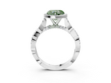 White gold Fancy Green Heart  Halo Twist Band Solitaire Ring_3