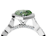 White gold Fancy Green Heart  Halo Twist Band Solitaire Ring_4