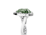 White gold Fancy Green Heart  Halo Twist Band Solitaire Ring_5