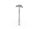 White gold Fancy Green Heart  Halo Twisted Band Four-Prong Diamond Ring_2