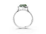 White gold Fancy Green Heart  Halo Twisted Band Four-Prong Diamond Ring_3