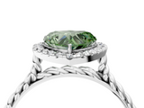White gold Fancy Green Heart  Halo Twisted Band Four-Prong Diamond Ring_4