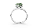 White gold Fancy Green Heart  Halo Twisted Band Four-Prong Ring_35