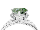 White gold Fancy Green Heart  Halo Twisted Band Four-Prong Ring_36
