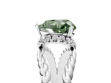 White gold Fancy Green Heart  Halo Twisted Band Four-Prong Ring_37