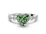 White gold Fancy Green Heart  Milgrain Bezel Diamond Engagement Ring with Solitaire Prong Setting_53