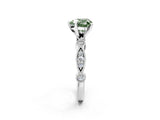 White gold Fancy Green Heart  Milgrain Bezel Diamond Engagement Ring with Solitaire Prong Setting_53