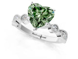 White gold Fancy Green Heart  Milgrain Bezel Diamond Engagement Ring with Solitaire Prong Setting_54
