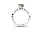 White gold Fancy Green Heart  Milgrain Bezel Diamond Engagement Ring with Solitaire Prong Setting_54