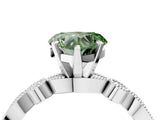 White gold Fancy Green Heart  Milgrain Bezel Diamond Engagement Ring with Solitaire Prong Setting_55
