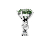 White gold Fancy Green Heart  Milgrain Bezel Diamond Engagement Ring with Solitaire Prong Setting_56