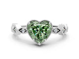 White gold Fancy Green Heart  Milgrain Marquise Diamond Twist Band Ring_62