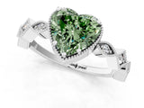 White gold Fancy Green Heart  Milgrain Marquise Diamond Twist Band Ring_63