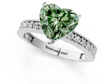 White gold Fancy Green Heart  Milgrain Pave Diamond Engagement Ring with Four-Prong Setting_1