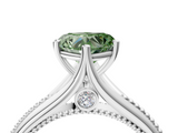 White gold Fancy Green Heart  Solitaire Beaded Band Six-Prong Setting_4