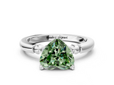 White gold Fancy Green Heart  Solitaire Beaded Band with Four-Prong Setting