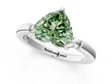 White gold Fancy Green Heart  Solitaire Beaded Band with Four-Prong Setting_1