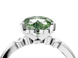 White gold Fancy Green Heart  Solitaire Beaded Band with Four-Prong Setting_4