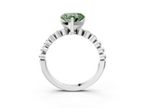 White gold Fancy Green Heart  Solitaire Bezel Accent Diamond Engagement Ring with Beaded Band and Four-Prong Setting_3