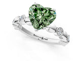 White gold Fancy Green Heart  Solitaire Bezel-Set Diamond Ring with Beaded Band and Four-Prong Setting_30