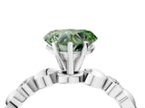White gold Fancy Green Heart  Solitaire Bezel-Set Diamond Ring with Beaded Band and Four-Prong Setting_33