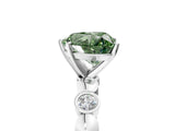 White gold Fancy Green Heart  Solitaire Bezel-Set Diamond Ring with Beaded Band and Four-Prong Setting_34