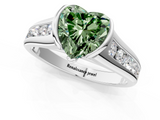 White gold Fancy Green Heart  Solitaire Bezel-Set Diamond Ring with Channel-Set Band_1