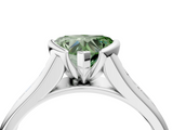 White gold Fancy Green Heart  Solitaire Bezel-Set Diamond Ring with Channel-Set Band_4