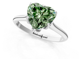 White gold Fancy Green Heart  Solitaire Cathedral Diamond Ring with Six-Prong Setting_1