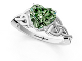 White gold Fancy Green Heart  Solitaire Celtic Knot Engagement Ring with Four-Prong Setting_1