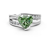White gold Fancy Green Heart  Solitaire Channel-Set Split Shank Ring with Tension Prong Setting_3