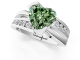 White gold Fancy Green Heart  Solitaire Channel-Set Split Shank Ring with Tension Prong Setting_4