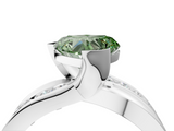 White gold Fancy Green Heart  Solitaire Channel-Set Split Shank Ring with Tension Prong Setting_7