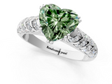 White gold Fancy Green Heart  Solitaire Chevron Pave Diamond Engagement Ring with Six-Prong Setting_1