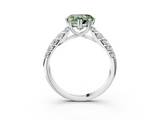 White gold Fancy Green Heart  Solitaire Chevron Pave Diamond Engagement Ring with Six-Prong Setting_3