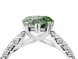 White gold Fancy Green Heart  Solitaire Chevron Pave Diamond Engagement Ring with Six-Prong Setting_4