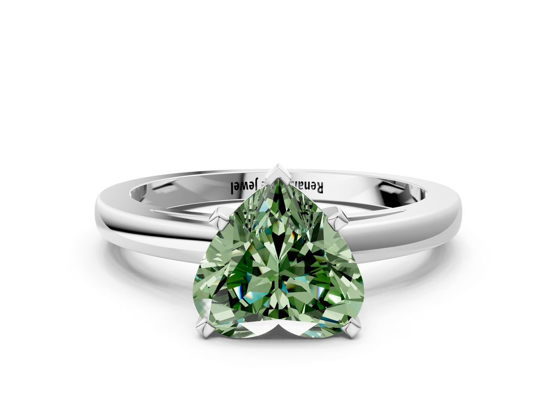 White gold Fancy Green Heart  Solitaire Diamond Engagement Ring with Four-Prong Setting on a Classic Band_3