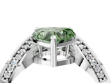 White gold Fancy Green Heart  Solitaire Diamond Engagement Ring with Pave Band and Four-Prong Setting 5