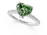 White gold Fancy Green Heart  Solitaire Diamond Engagement Ring with Pave Band and Six-Prong Setting_1
