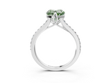 White gold Fancy Green Heart  Solitaire Diamond Engagement Ring with Pave Band and Six-Prong Setting_3