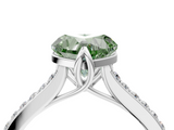 White gold Fancy Green Heart  Solitaire Diamond Engagement Ring with Pave Band and Six-Prong Setting_4
