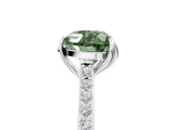White gold Fancy Green Heart  Solitaire Diamond Engagement Ring with Pave Band and Six-Prong Setting_5