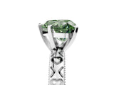 White gold Fancy Green Heart  Solitaire Diamond Engagement Ring with XO Engraved Band and Four-Prong Setting 1