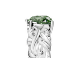 White gold Fancy Green Heart  Solitaire Diamond Leaf Vine Band with Prong Setting_5