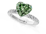 White gold Fancy Green Heart  Solitaire Diamond Pavé Band with Four-Prong Setting_1
