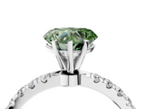 White gold Fancy Green Heart  Solitaire Diamond Pavé Band with Four-Prong Setting_4