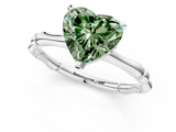 White gold Fancy Green Heart  Solitaire Diamond Ring with Bamboo Band and Four-Prong Setting_1