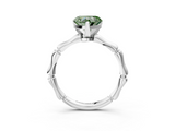 White gold Fancy Green Heart  Solitaire Diamond Ring with Bamboo Band and Four-Prong Setting_3