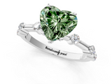 White gold Fancy Green Heart  Solitaire Diamond Ring with Bezel Set Side Stones and Prong Setting_1
